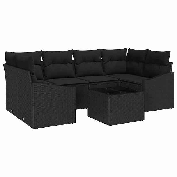 vidaXL Set pohovek 7 ks Černá polyratan