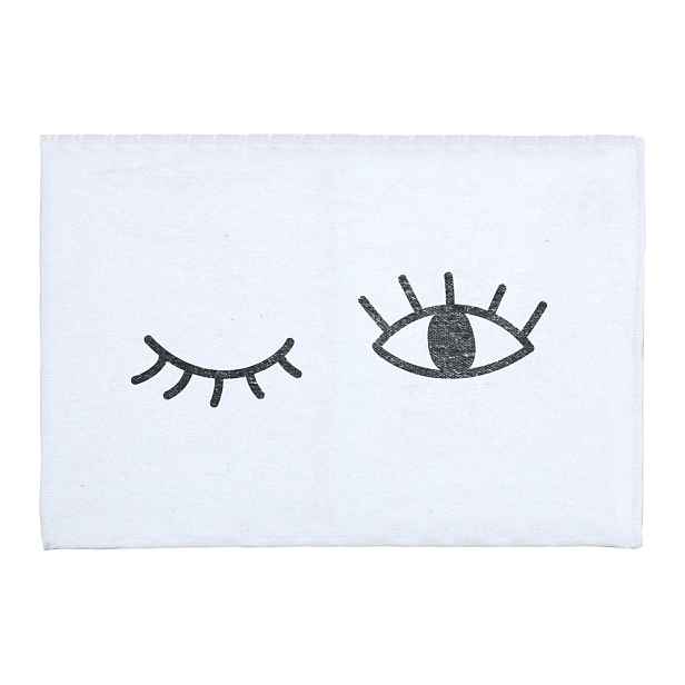 Bílá koupelnová podložka s příměsí bavlny Really Nice Things Eyes, 40 x 60 cm