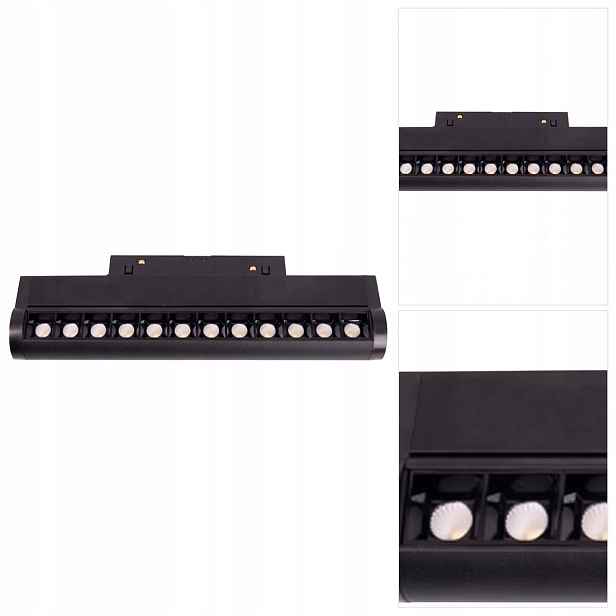 Černý kolejnicový reflektor Magnetic Dec s proměnnou barvou v obývacím pokoji 3 cm MaxLight