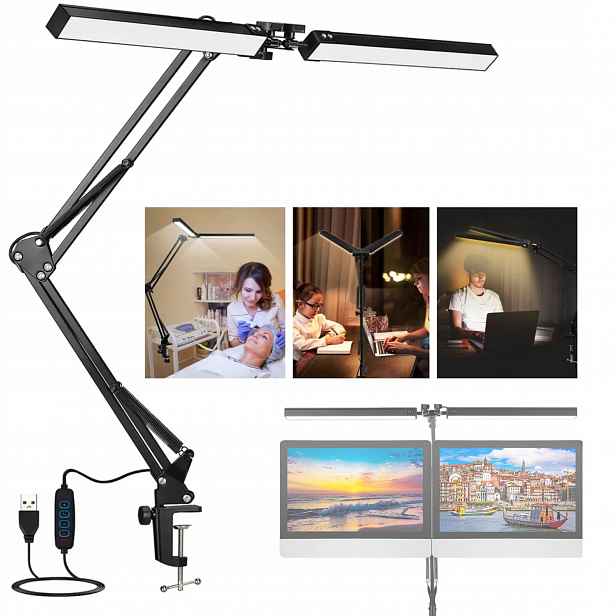 Led Stolní Lampička, Dvojitá Kreslicí Lampa, Regulace 24W