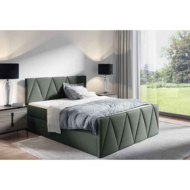 Manželská postel GISELA LUX - 140x200, šedá + topper ZDARMA