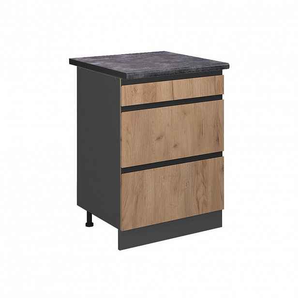 Vicco SPODNÍ SKŘÍŇKA KUCHYŇSKÉ LINKY R-Line Zlatý mocný dub 60 cm se zásuvkami, PD Antracit