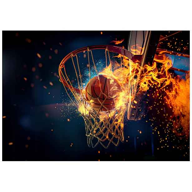 Vliesová fototapeta Basketbal v ohni dynamiky vítězství 150x105 lepidlo