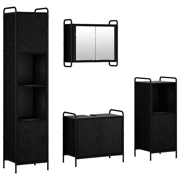 vidaXL Sada koupelnových skříněk 4 ks Černý dub 40 x 36 x 181 cm