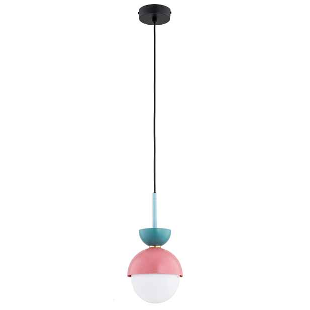 Dekorativní závěsná lampa růžovo-mátová skleněná koule E14 10W Satori Alfa