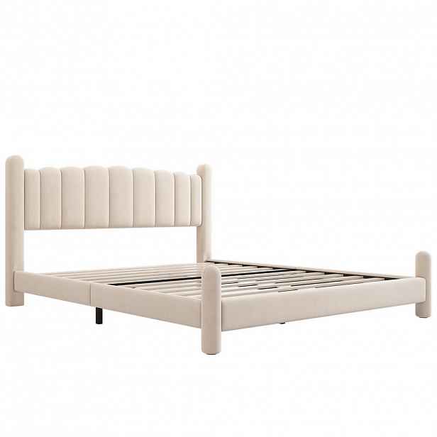FLIEKS ČALOUNĚNÁ POSTEL 160x200 Béžová Samet S Roštem