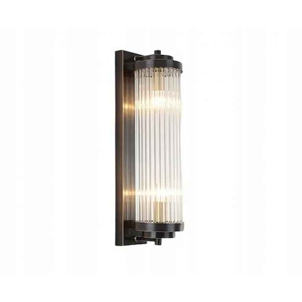 Ionic Black Pearl Černá perleťová křišťálová nástěnná lampa sloupek 40 cm