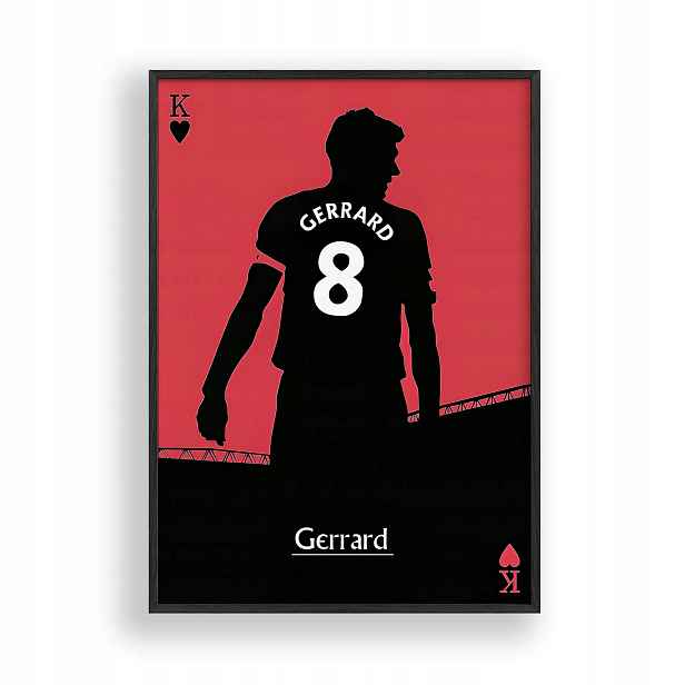 Obraz Steven Gerrard Plakát Rámeček Dřevěný Černý 30x42 cm
