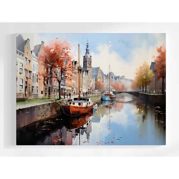 Plakát Město Staré Město Kamínky Kanál Most Pohled 100x75