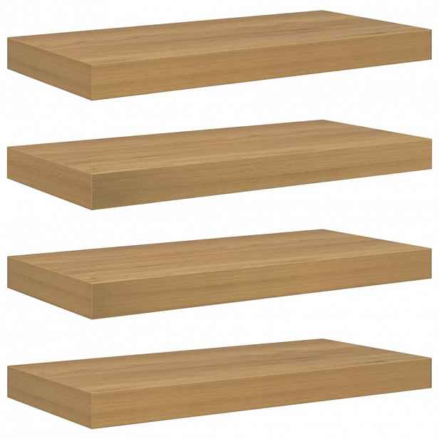 vidaXL Nástěnná polička 4 ks Hnědá 50 x 23,5 x 3,8 cm Kompozitní dřevo
