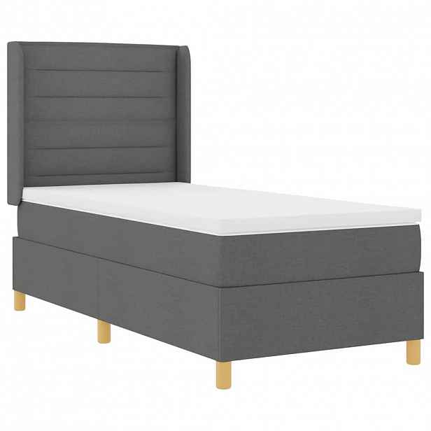 vidaXL Postel s boxspringem s LED pásky s čelo Šedá 90 x 190 cm textil