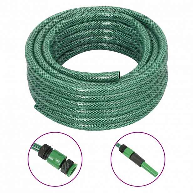 vidaXL Zahradní hadice se sadou koncovek zelená 0,5" 10 m PVC