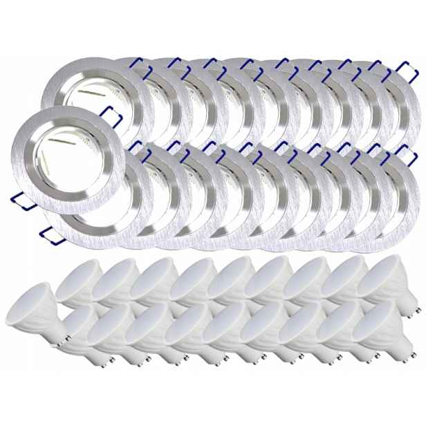 19x Hliníková Lampa Stropní Svítidlo Inox Zapuštěné Led Žárovky 10W