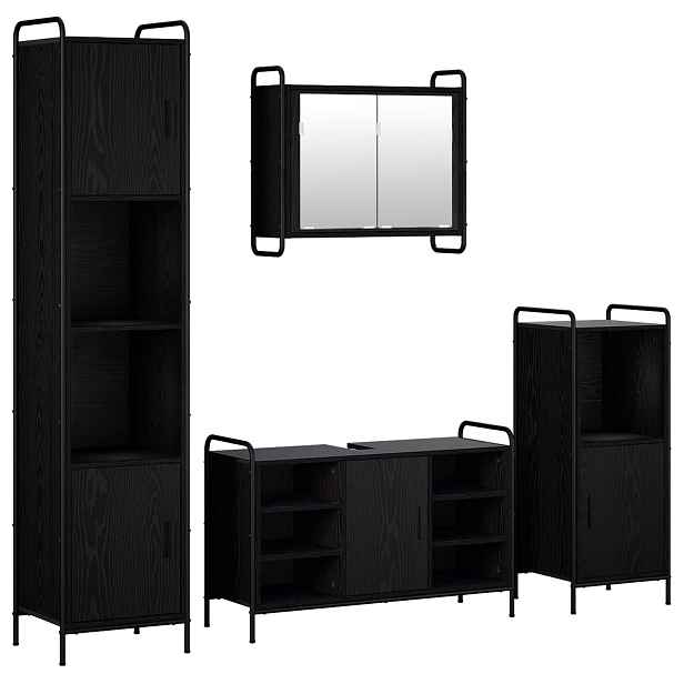 vidaXL Sada koupelnových skříněk 4 ks Černý dub 40 x 36 x 181 cm