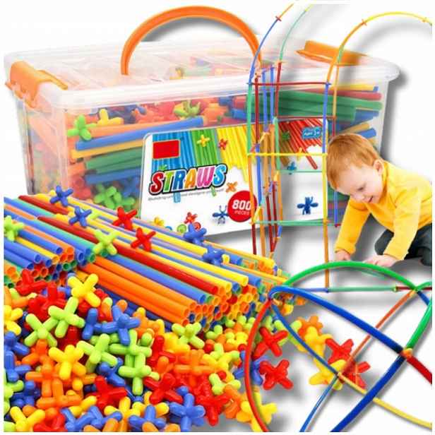 Konstrukční kostky Kreativní brčka Komplet 800 Kusů Barevné 1x1 cm