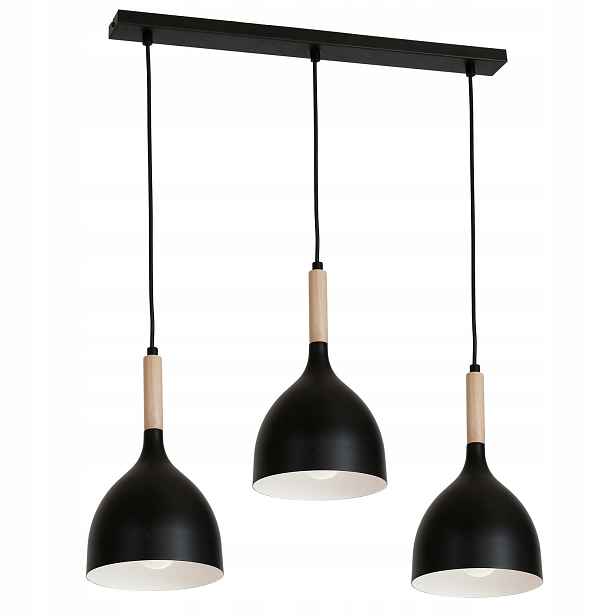Lampa Noak Wood trojitá industriální stropní černá Loft