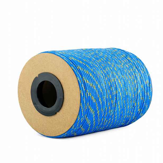 Polypropylenové lano Pp 3 mm × 400 m modré žluté skvrny na roli