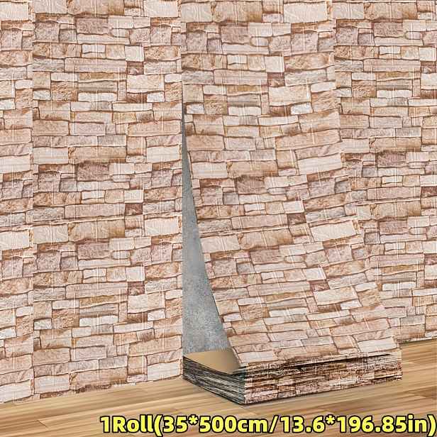 TEMU 1 role moderních 3D samolepicích tapet - snadno se čistí, samolepicí pěnová tapeta do kuchyně, obývacího pokoje, koupelny, chodby - evropská