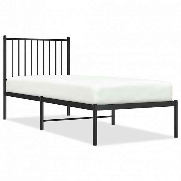 vidaXL Kovový rám postele s čelem černý 75 x 190 cm