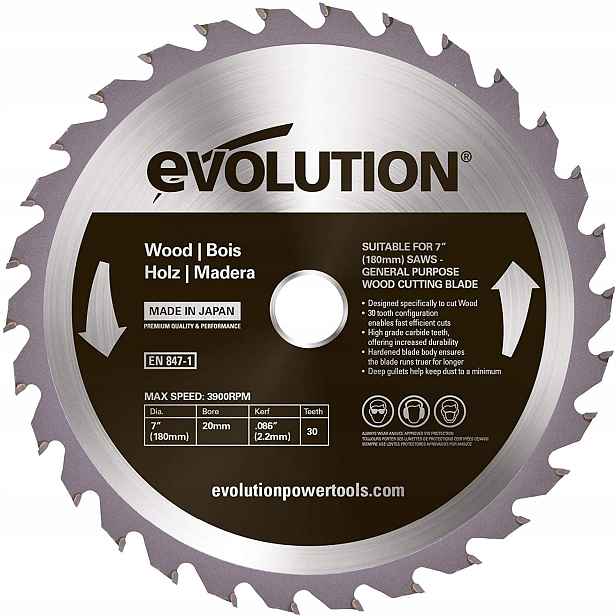 Vidlicová pila Evolution EVO-180-30-D na dřevo 180 mm