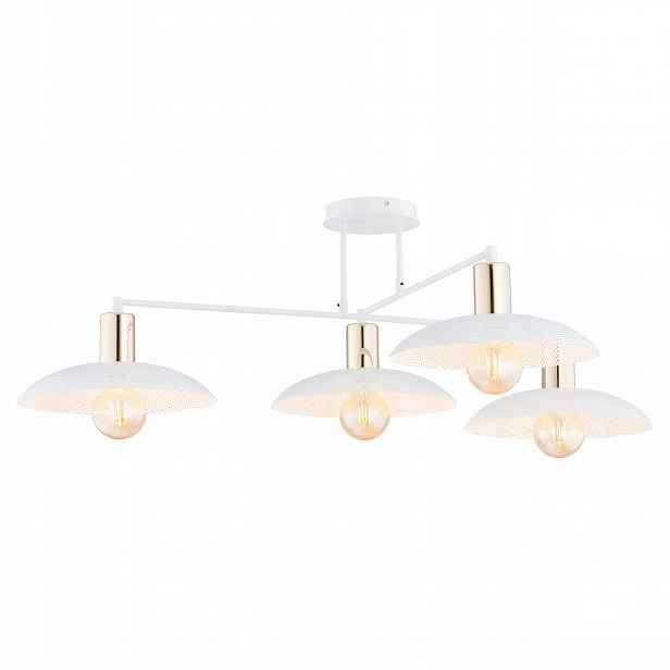 Závěsná Stropní lampa Neli bílá 4 stínidla 4xE27 kov zlaté prvky