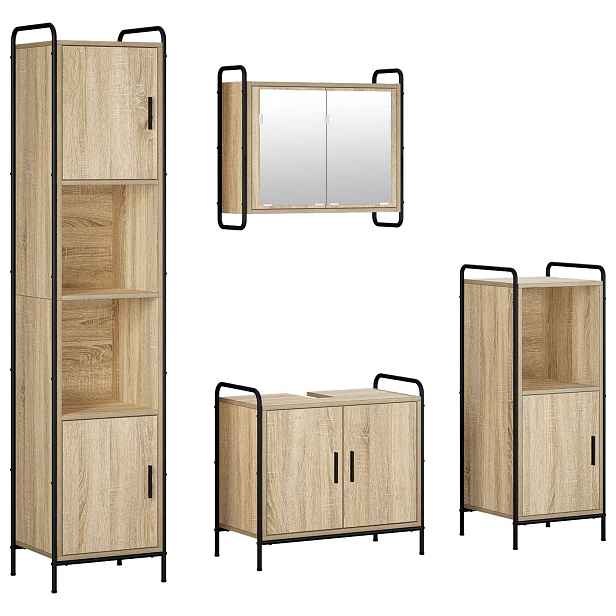 vidaXL Sada koupelnových skříněk 4 ks Dub sonoma 40 x 36 x 181 cm