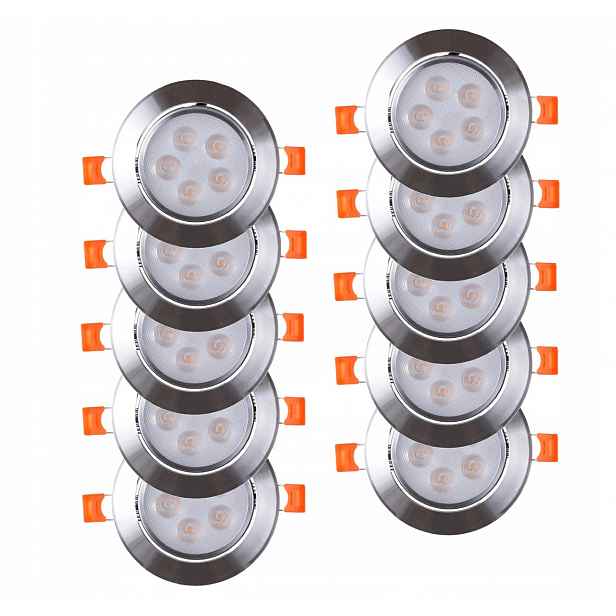 10 ks Led zapuštěné reflektorové svítidlo pod omítku, bílé, kulaté, 5 W, 500 lm