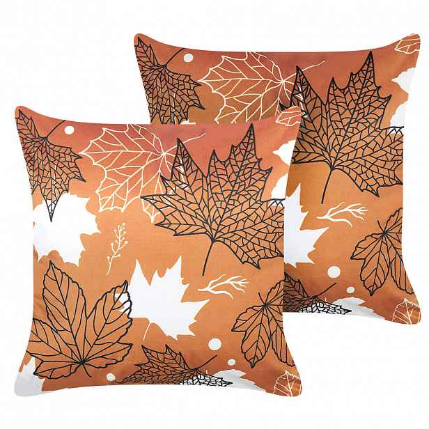 Beliani DEKORATIVNÍ POLŠTÁŘ sada 2 ks Oranžový 45/45 cm Poinsettia