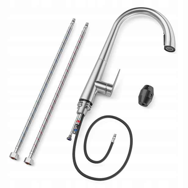 Kuchyňský Kohout Inox Kartáčovaný 430 MM S Vytahovací Sprškou 360°