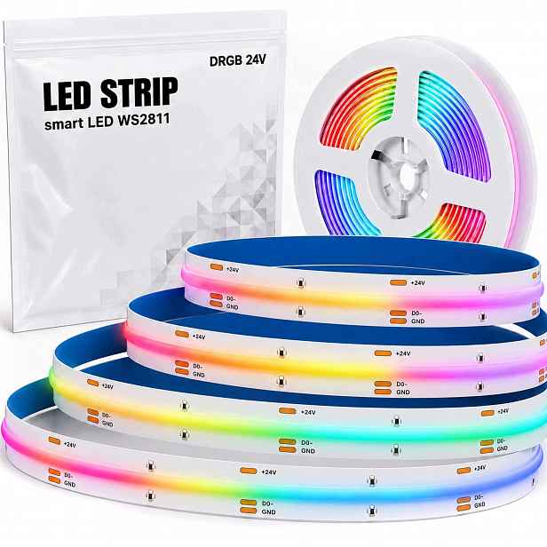 Led pásek Cob 24V WS2811 Rgbic Drgb adresovatelný 420led/m Wled 10 mm x 5 m