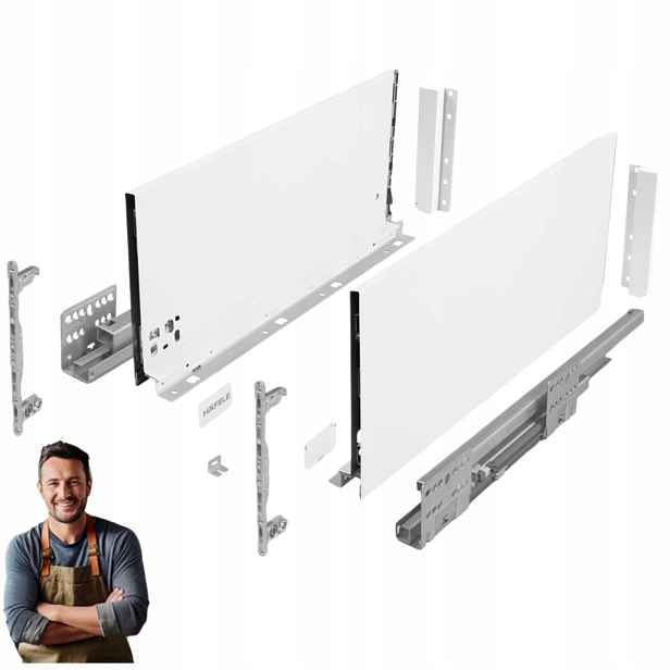 Šuplík Tenkostěnná Hafele Matrix Slim 350 mm H-199 35 kg 514.15.822 Bílá