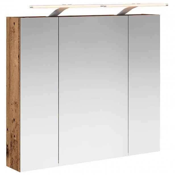 vidaXL Koupelnová zrcadlová skříň Staré dřevo 80 x 14.5 x 70 cm
