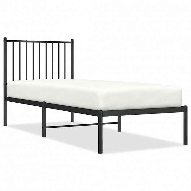 vidaXL Kovový rám postele s čelem černý 80 x 200 cm