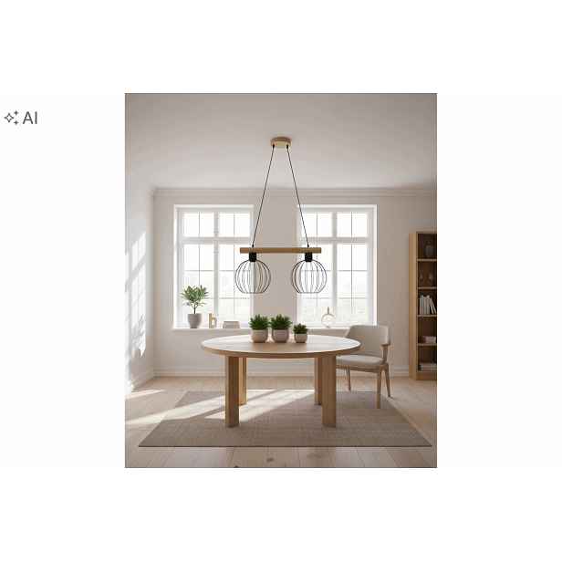 Závěsná Lampa Lustrová Kůra 2 Černá/sara Dřevo Loft Euro-lampa