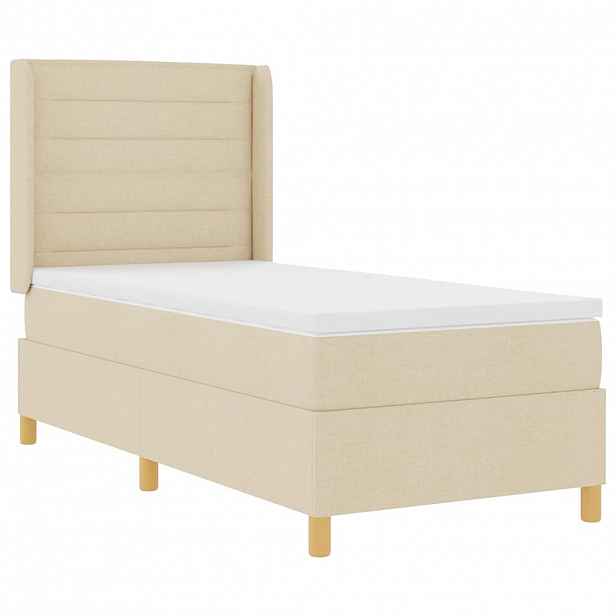 vidaXL Postel s boxspringem s LED pásky Krémová 90 x 190 cm textil