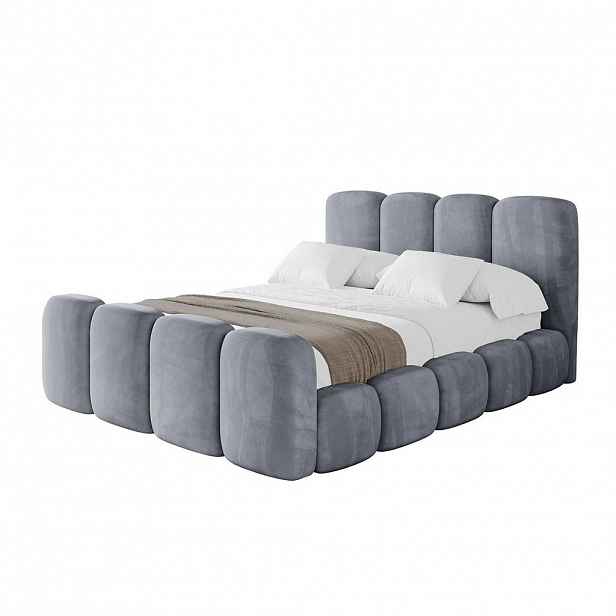 ALTDECOR ČALOUNĚNÁ POSTEL s úložným prostorem, zánožím a lamelovým roštem, americká postel bez matrace – KALA-Z 140x200 šedá