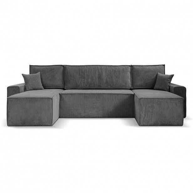 Beautysofa SEDACÍ SOUPRAVA Hektor U s funkcí spaní, 318 cm, šedá