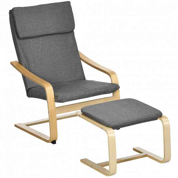 Redom RELAXAČNÍ křeslo s podnožkou 80/66,5/99 cm s područkami a opěrkou hlavy, Šedá