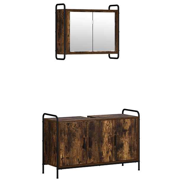 vidaXL Sada koupelnových skříněk 2 ks Kouřový dub 65,5 x 34 x 61 cm