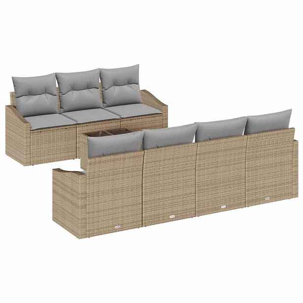 vidaXL Set pohovek 8 ks Beige a šedá polyratan