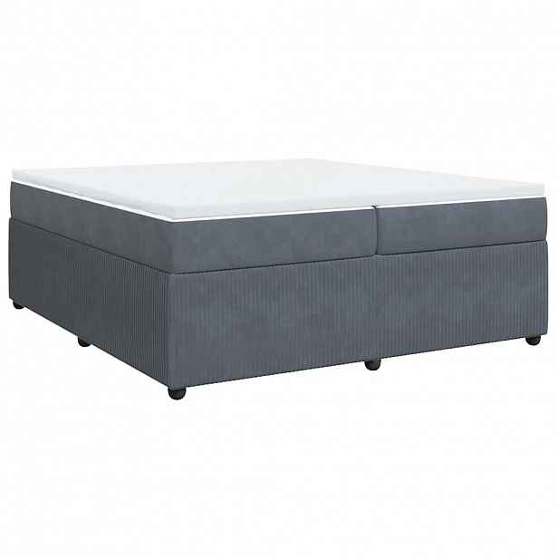 vidaXL Box spring postel s matrací tmavě šedá 200x200 cm samet