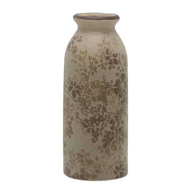 Béžová antik keramická váza s podzimními květy Melun - Ø 8*20 cm Chic Antique
