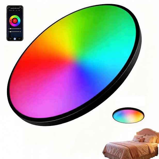 Lampa Stropní Svítidlo Led Rgb Bílá Cct 2700K-6500K Wifi Tuya Dálkový Ovladač Rf Aplikace