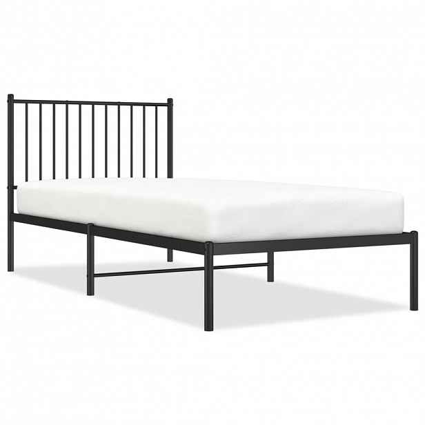 vidaXL Kovový rám postele s čelem černý 90 x 200 cm