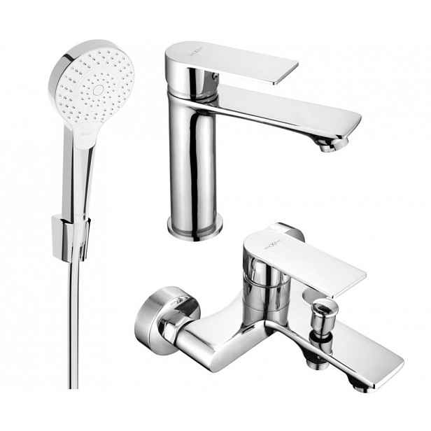 MEXEN - Royo R05 Set umyvadlové a vanové baterie s příslušenstvím, chrom 72203R05-00