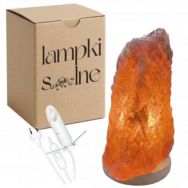 solná lampa Kłodawska Polska 7-9 Kg ionizátor na světlém Bukovém podstavci