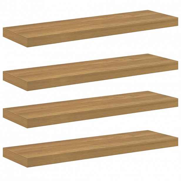vidaXL Nástěnná polička 4 ks Hnědá 80 x 23,5 x 3,8 cm Kompozitní dřevo