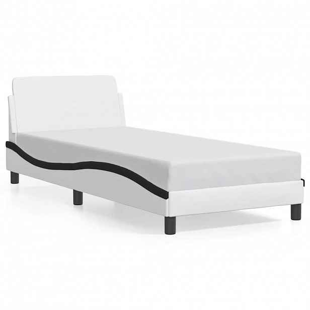 vidaXL Rám postele Dover bílý a černý 80 x 200 cm umělá kůže