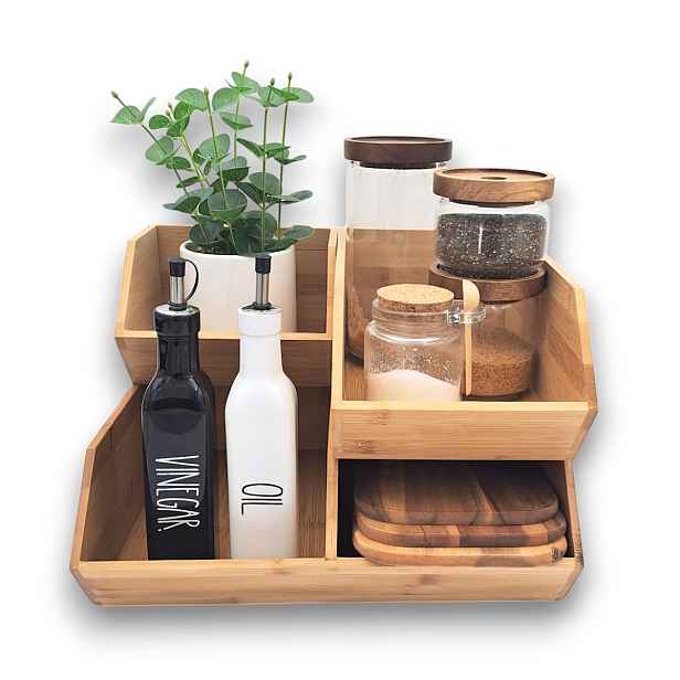 5Five® Sada 3 bambusových organizérů CAJA do kuchyně, Double+single+mini
