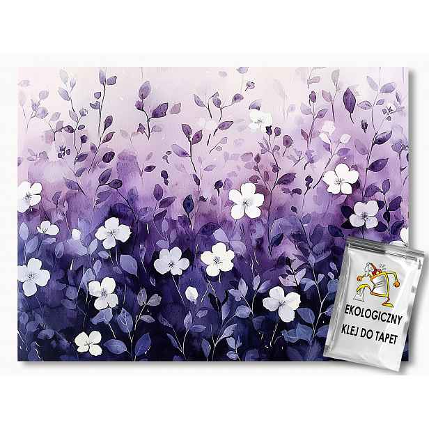 Fototapeta Flizelina Bílé Jemné Květy Fialové Pozadí 416x290 130g